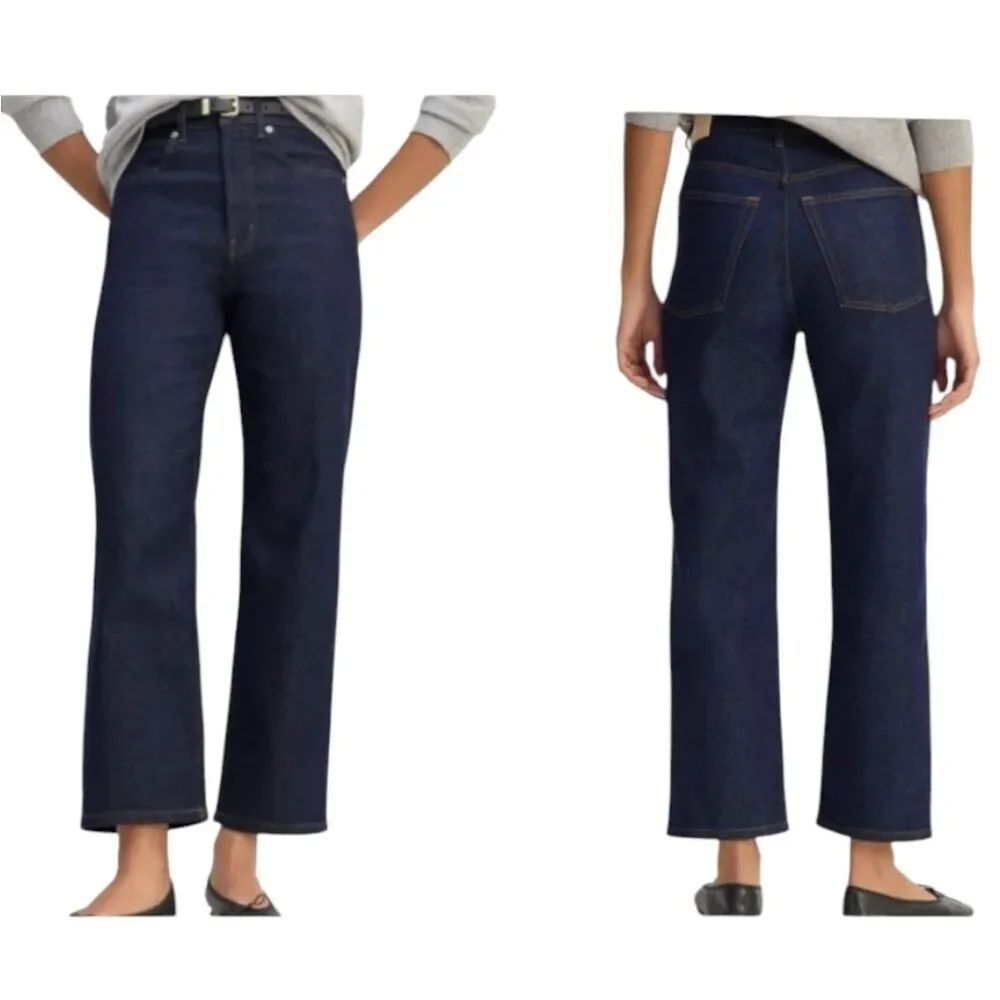 NWT Everlane The Way-high Jean Hanoi Rinse Dark Blue Denim Straight 23L